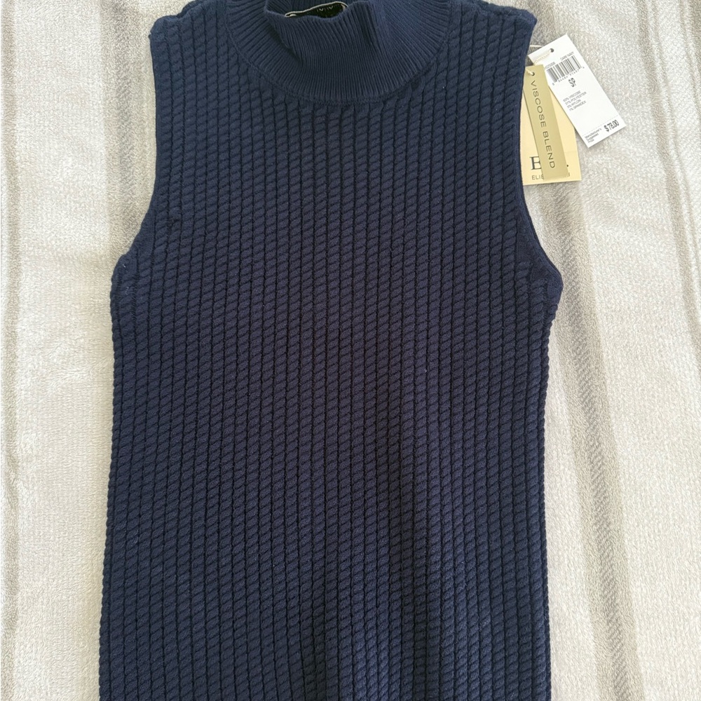 Ellie Navy Ribbed Turtleneck Sweater - Picture 2 of 2